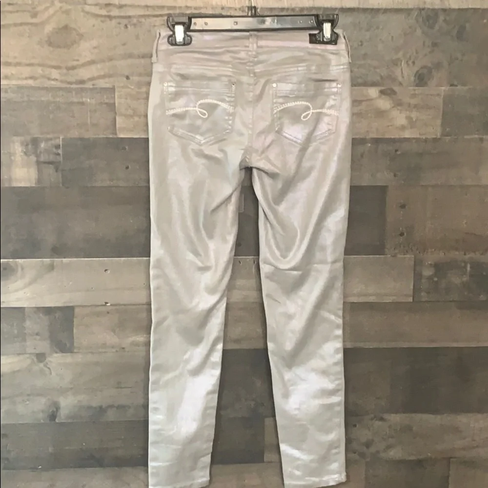 Shiny Silver Justice Skinny Jeans